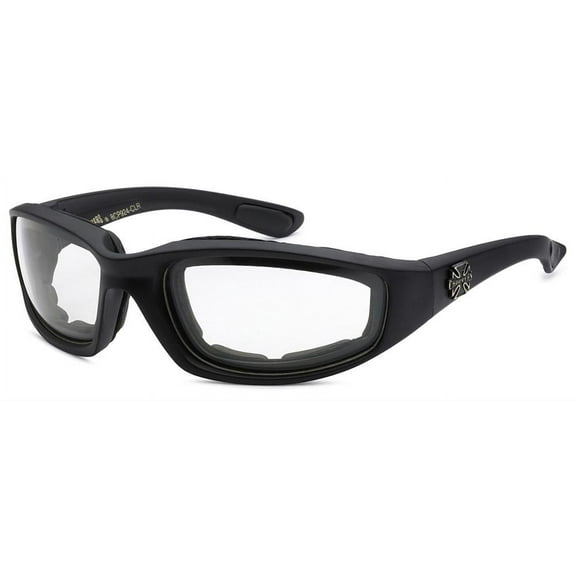 PADDED Motorcycle Glasses Black Clear lens foam padding ATV glasses goggles Free Shipping