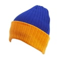 thumbnail image 1 of Top Headwear Cable Knit Long Winter Beanie - Royal/Gold, 1 of 2