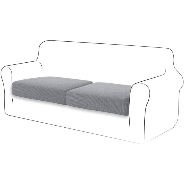 Housse de Coussin Extensible Housse de Coussin de Canapé Protecteur de Meubles Housse de Siège de Canapé pour Canapé 2 Pcs Housses de Coussins pour Causeuse, Gris Clair