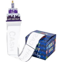 1Sets Blue Cash Gift Box Happy Birthday Money Pull Box with Pull out Mechanism Card Cash Roll Holder with 30Pcs Transparent Bags Surprise Kit for DIY Creative Birthday Gifts Adults Party Supplies