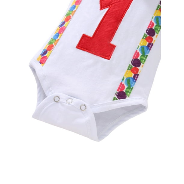 Xingqing Baby Boy First Birthday Clothes Short Sleeve Romper Suspenders Shorts Pants Cake Smash Outfits