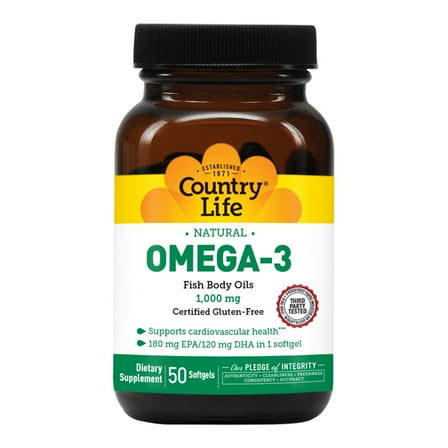 Country Life Natural Omega-3, 1,000 mg, 50 Softgels
