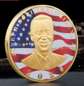 Joe Biden President Commemorative Souvenir Coin Challenge Silver Plate 2020