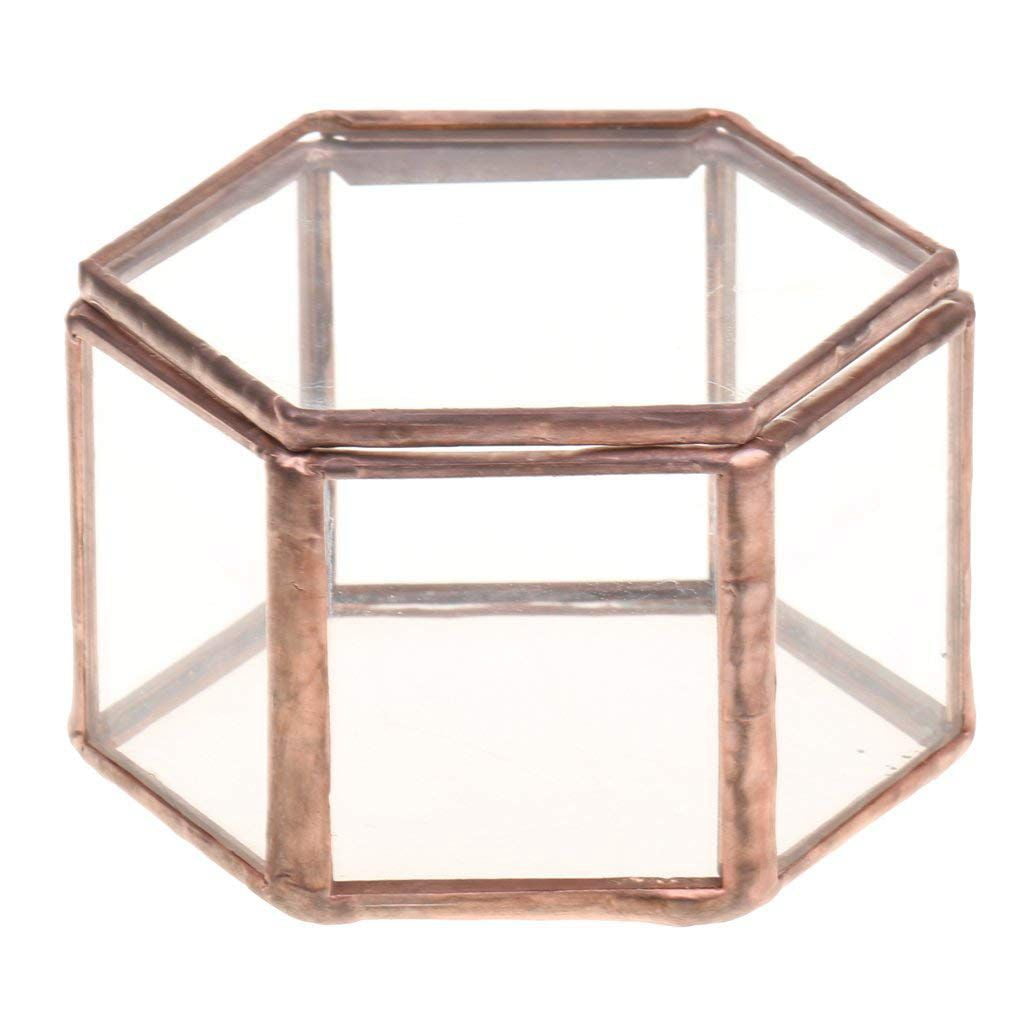 Geometric Hexagonal Shape Glass Plant Terrarium Mini Glasshouse Planter Decor 