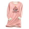 thumbnail image 1 of LSLJS Hauts Thermiques pour Femmes, Hauts à Manches Longues Chauds en Peluche Épaissie à Col Rond avec Imprimé de Noël pour Femmes, 1 of 2