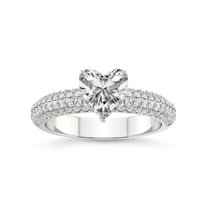 4 Carat IGI Certified Heart Shape Lab Grown Diamond Engagement Ring | 14K White Gold |Casimer Side Stone Diamond Ring | FG-VS1-VS2 Quality Friendly Diamonds