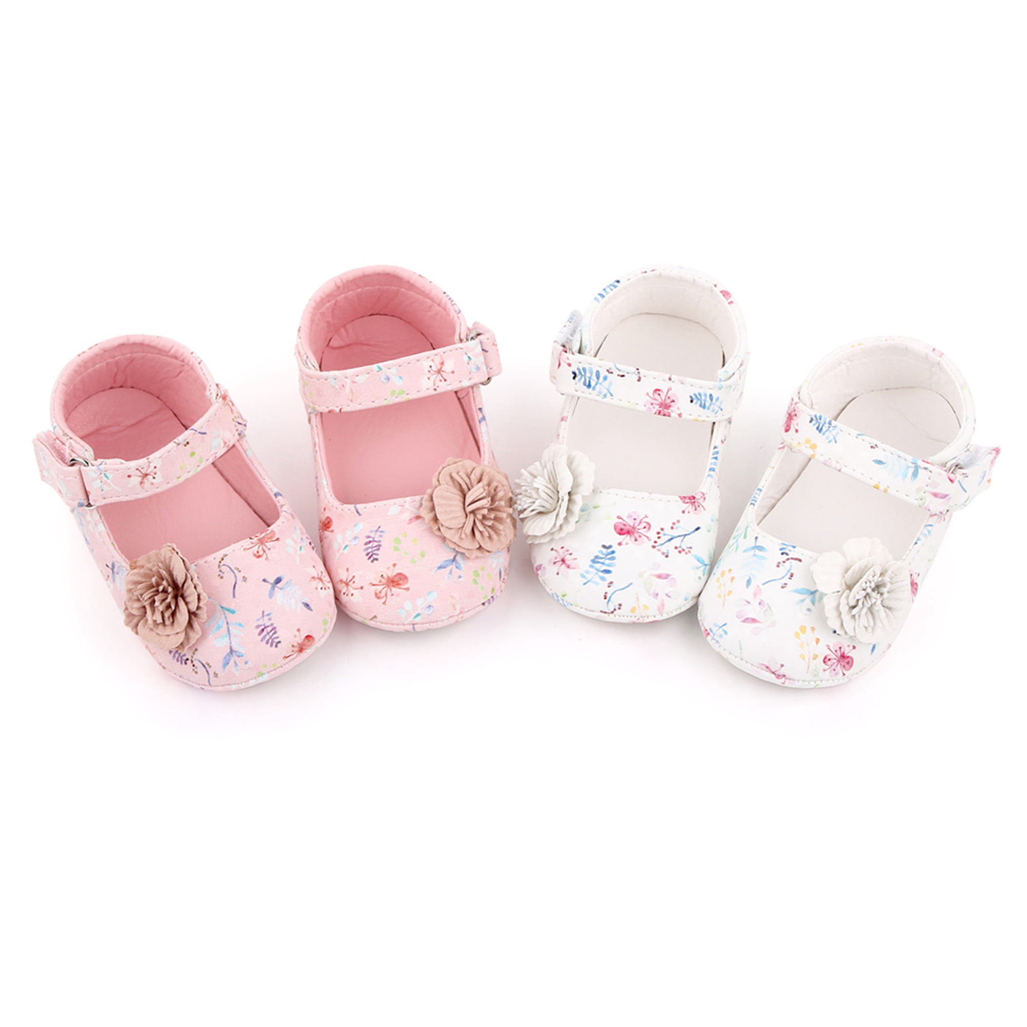 Baby Shoes Non-Slip Soft Sole Leather Flats First Walkers Newborn Babe Girls Floral Casual Princess Shoes