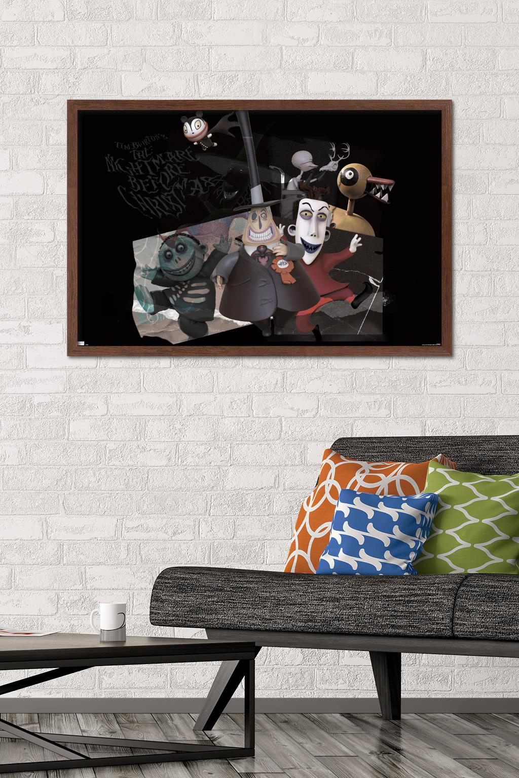Disney Tim Burton's The Nightmare Before Christmas - Distorted Group Wall Poster, 22.375" x 34" Framed