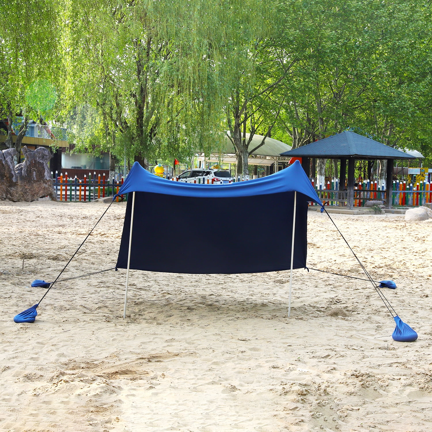 MF Studio Beach Shade Sun Protection Beach Tents Portable UPF50+ UV Lycra  Fabric Canopy for Beach Camping Outdoors Park, Blue 