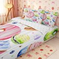 thumbnail image 3 of Erosebridal Watercolor Dessert Print Zipper Full Size Comforter Sets with Fitted Sheet and 2 Pillowcases,Donut Cupcake Sprinkle White Base Accent Zipper Bedding Set,Pastel Pink,4pcs,Reversible, 3 of 6