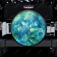 thumbnail image 1 of Abstract Green Hexagon Polyester Universal Spare Wheel Tire Cover Custom Tire-Covers for Trailer RV SUV Truck Camper, 1 of 5