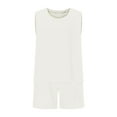 thumbnail image 6 of CHGBMOK Womens Two-piece Set Sleeveless Tank Top & Pocket Short Pants Solid Color Summer Outfits (White,XXL), 6 of 7