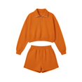 thumbnail image 6 of GZWYHT Sweatshirt and Shorts Set Long Sleeve Short Set Casual Matching Sets for Women Sweater Sets for Women 2 Piece Sets for Women Bride Lounge Set Leisure Wear Sets for Women Work From Orange M, 6 of 6