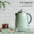 thumbnail image 5 of Stainless Steel Electric Tea Kettle with Auto Shut-Off and Boil Dry Protection, 1.7 Liter Cordless Hot Water Boiler with Swivel Base, 1440W, Cozy Greenish, 5 of 5