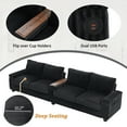 thumbnail image 5 of Harper & Bright Designs 4 Seater Sofa with Console and Cup Holders, Corduroy Sofa Couch with USB Ports and Hidden Storage Arms, 133", Black, 5 of 18