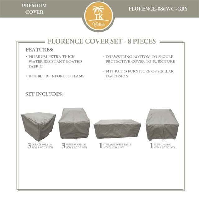 Housse de Protection FLORENCE-08d Sertie en Gris