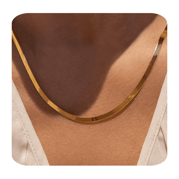 ELESMILO 14K Gold Plated Herringbone Necklaces for Women, Dainty Gold Snake Choker Chain Non Tarnish Trendy Simple Thin & Chunky Options Neckalce 1.5/3/5/6/8mm Chain Jewelry for Gifts