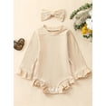 thumbnail image 2 of ZAXARRA Bébé Filles Automne Col Rond Manches Longues Volant Couleur Unie avec Bandeau, 2 of 9