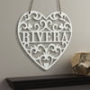Personalized Loving Heart Hanging Antique White Wood Plaque