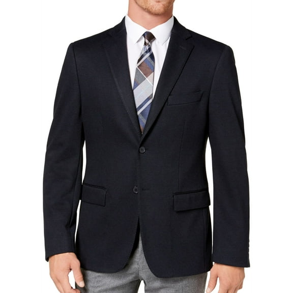 Ryan Seacrest Mens Pindot Two Button Blazer Jacket, Blue, 40 Regular