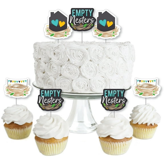 Big Dot of Happiness Empty Nesters - Dessert Cupcake Toppers - Empty Nest Party Clear Treat Picks - Set of 24