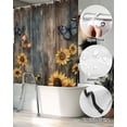 thumbnail image 5 of Split Shower Curtain for Transfer Bench, Spring Yellow Sunflower Fabric Shower Curtains for Bathroom, Butterfly Wood Retro Farmhouse Tub Sliding Transfer Bench Waterproof Bath Curtains 72"x72", 5 of 9