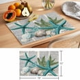 thumbnail image 6 of Coastal Teal Starfish Placemats Set of 8 Summer Ocean Beach Shell Pine Leaf Place Mats Indoor Wipeable Table Mats Washable Cloth Dining Table Placemats for Kitchen Holiday Party Home Decor 13x19 Inch, 6 of 9