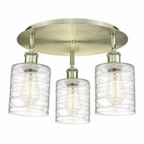 Innovations Lighting Cobbleskill - 3 Light 17" Flush Mount Antique Brass/Deco Swirl