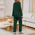thumbnail image 4 of GILIGEGE Two Piece Sets for Women Summer Cotton Pajamas for Women Set Button Down Cotton Pants with Pockets 2 Piece Notch Collar Sets Sleepwear Set Summer Soft Casual Lounge Sets Green Xl, 4 of 9