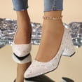 thumbnail image 4 of Sparkle Heels Women's Glitter Pumps - Elegant And Comfortable Shoes Pointed With Block Heel Stable Bridal Shoes Dance Shoes Wedding Shoes For Carnival, Fancy Dress, Party 3 Inch Pumps 6, 4 of 6