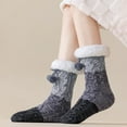 thumbnail image 2 of WMNTST Womens Fuzzy Socks With Grips Color Block Textured Crew Sock With Cute Pompoms Cozy Winter Socks, 2 of 5