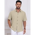 thumbnail image 4 of DARING DIVA Men's Texture Short Sleeve Button Down Casual Knitted Shirt S Khaki, 4 of 7