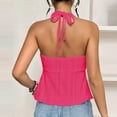 thumbnail image 4 of ctdiral Womens V Neck Wrap Halter Tops Solid Color Eyelet Crop Tank Tops Lightweight Backless Blouse Summer Breathable Comfy Tops Hot Pink L, 4 of 7