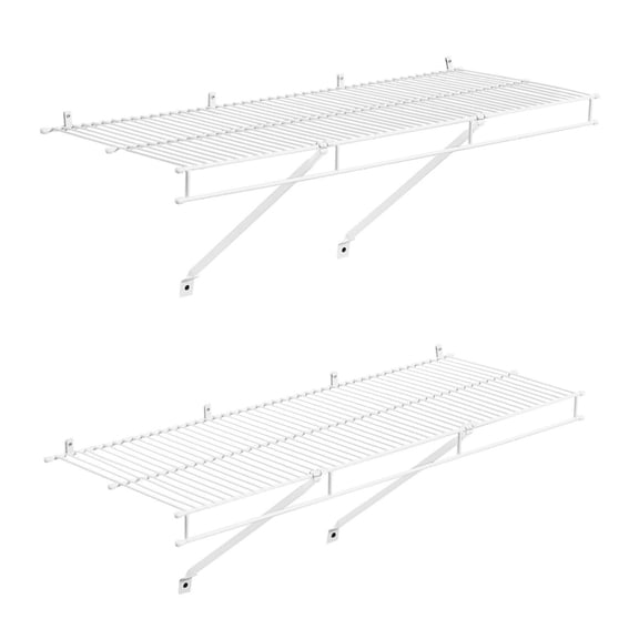 Wire Shelf Kit 3 ft - Set of 2, Wall Mounted Shelves, Heavy Duty Carbon Steel Closet Storage, Hanging Shelf for Closet, Bedroom, Laundry Room, Office