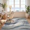 thumbnail image 3 of Design&I 8'x10' Washable Area Rug Dusty Blue Gray Flowing Brushwork Contemporary Abstract Design for King Size Bedroom, Under Bed, Sleek Flatweave Pet Friendly, 3 of 7