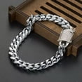 thumbnail image 4 of Men Women Stainless Steel Curb Cuban Link Miami Chain Zinc Oxide Zircon Clasp, 4 of 7