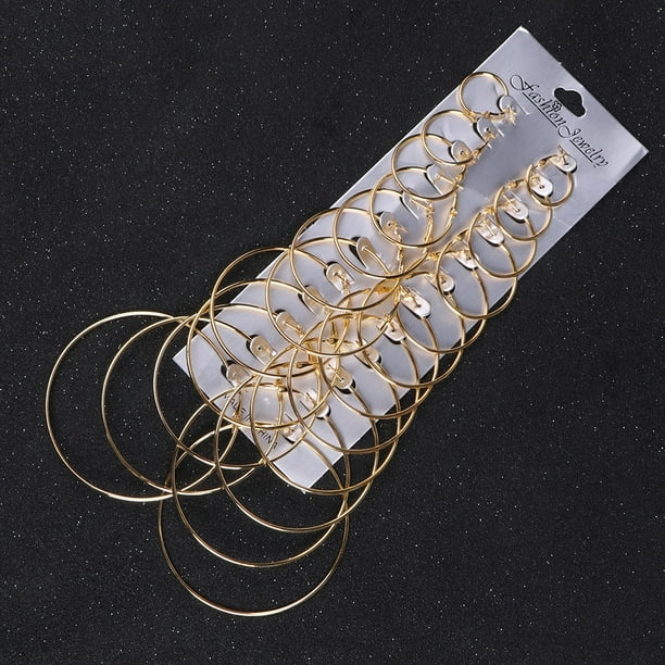 Pendientes para mujer, regalos para mujer, 12 pares de aros grandes de oro vintage, pendientes de clip estilo steampunk para mujer.