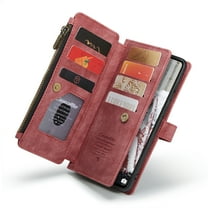 Galaxy A53 5G Wallet Case, ELEHOLD Heavy Duty PU Leather Zipper Pocket Wallet Case with 10 Card Slots for Samsung Galaxy A53 5G,Red