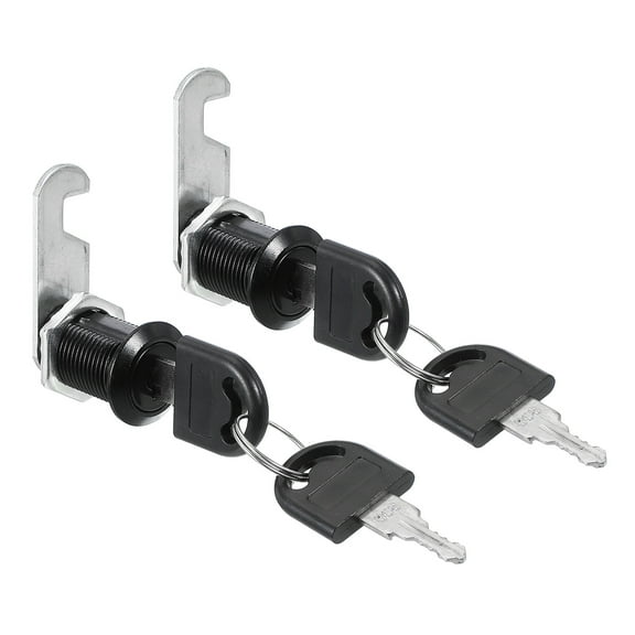 Uxcell Cabinet Drawer Lock with Keys 2 Pcs 1" (25mm) Keyed Zinc Alloy Security Lock Cylinder Cam for Door Cupboard Black