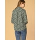 thumbnail image 5 of Camisa con Estampado Floral Allegra K Cuello en Punta Verde Oscuro M, 5 of 6