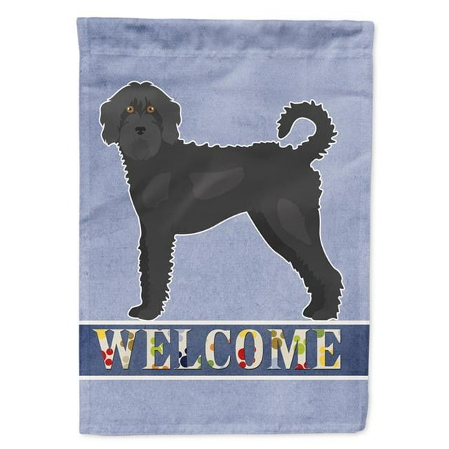 Carolines Treasures CK3753GF Black Labradoodle Welcome Garden Size Flag