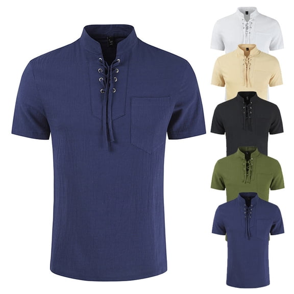 Antinious Mens Comfy Short Sleeve Collar Regular Casual Shirt,Khaki,XXXL