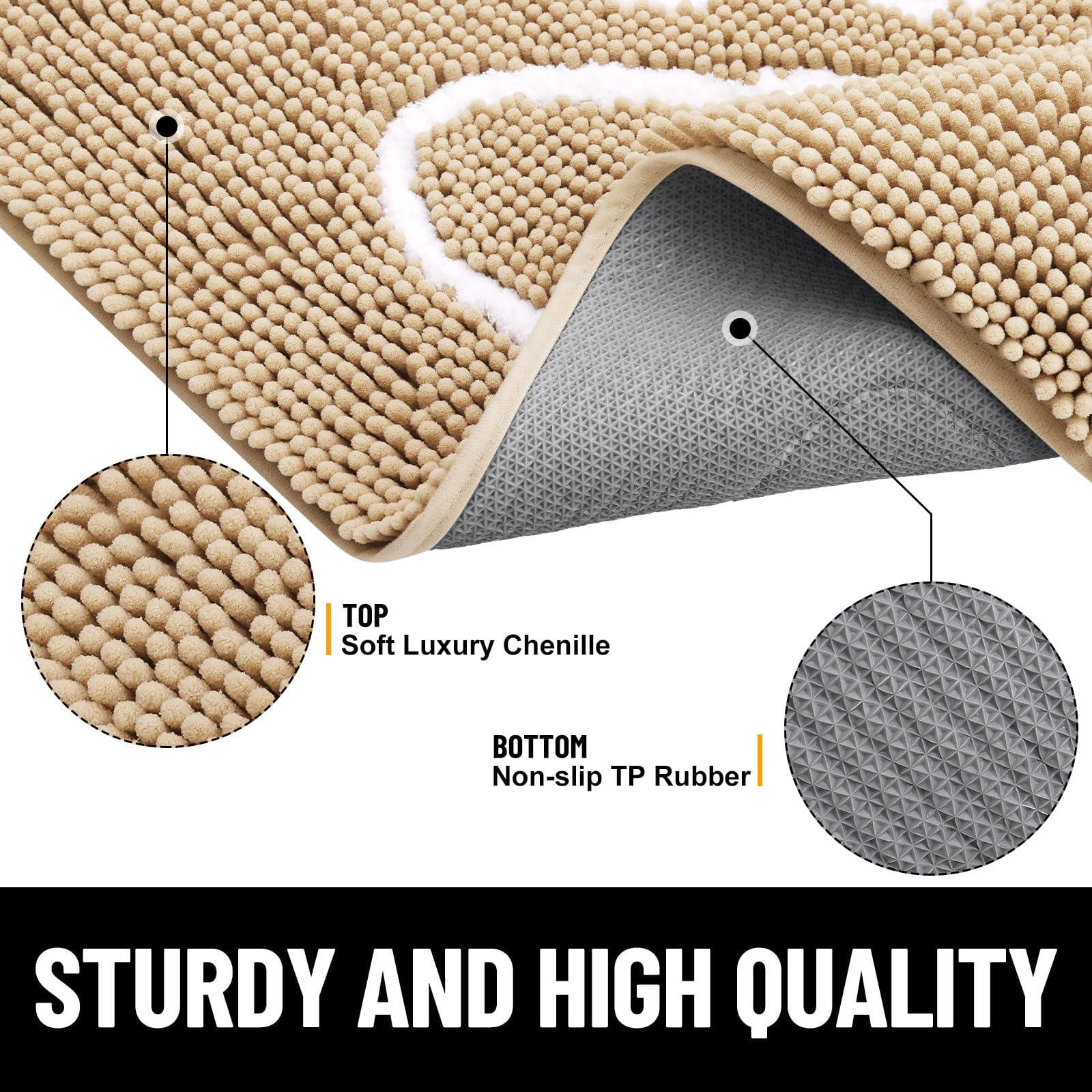 Buganda Dog Door Mats for Muddy Paws, Washable Dirt Trapper Front Door Rugs, Non-Slip Absorbent Chenille Indoor Doormats(36"x24", Beige)