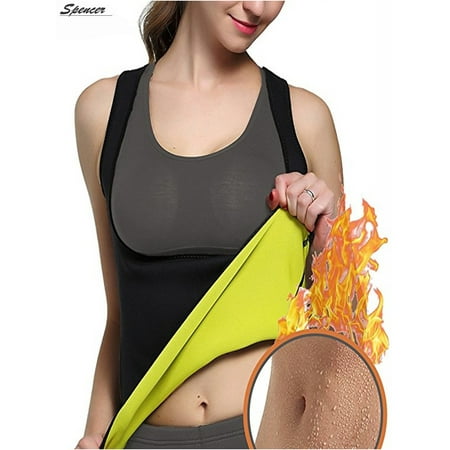 Length Shapewear Tank - Spencer Women's Body Shaper Tank Top Slimming Vest Tummy Fat Burner Waist Trainer Cincher Shapewear