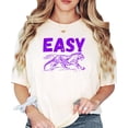 thumbnail image 3 of Easy Tiger Shirt for Women & Teens Trendy Purple Easy Text with Running Tiger Graphic Tee Ivory Shirt Adult Medium, 3 of 4