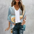 thumbnail image 2 of Summer savings 2024,Abomasnow Summer Cardigans for Women Lightweight 3/4 Sleeve Print Open Front Kimono Outwear Loose Swimsuit Cover Ups, 2 of 5