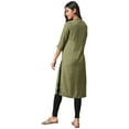 thumbnail image 2 of Aurelia Green Rayon-Blend Solid Regular Kurta For Women Xs, 2 of 3