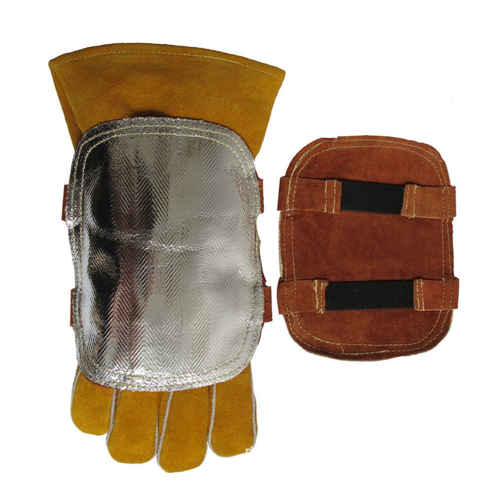 OTVIAP Heat Shield Split Cowhide Leather Aluminized Back Welding Hand Pad , Welding Hand Shield