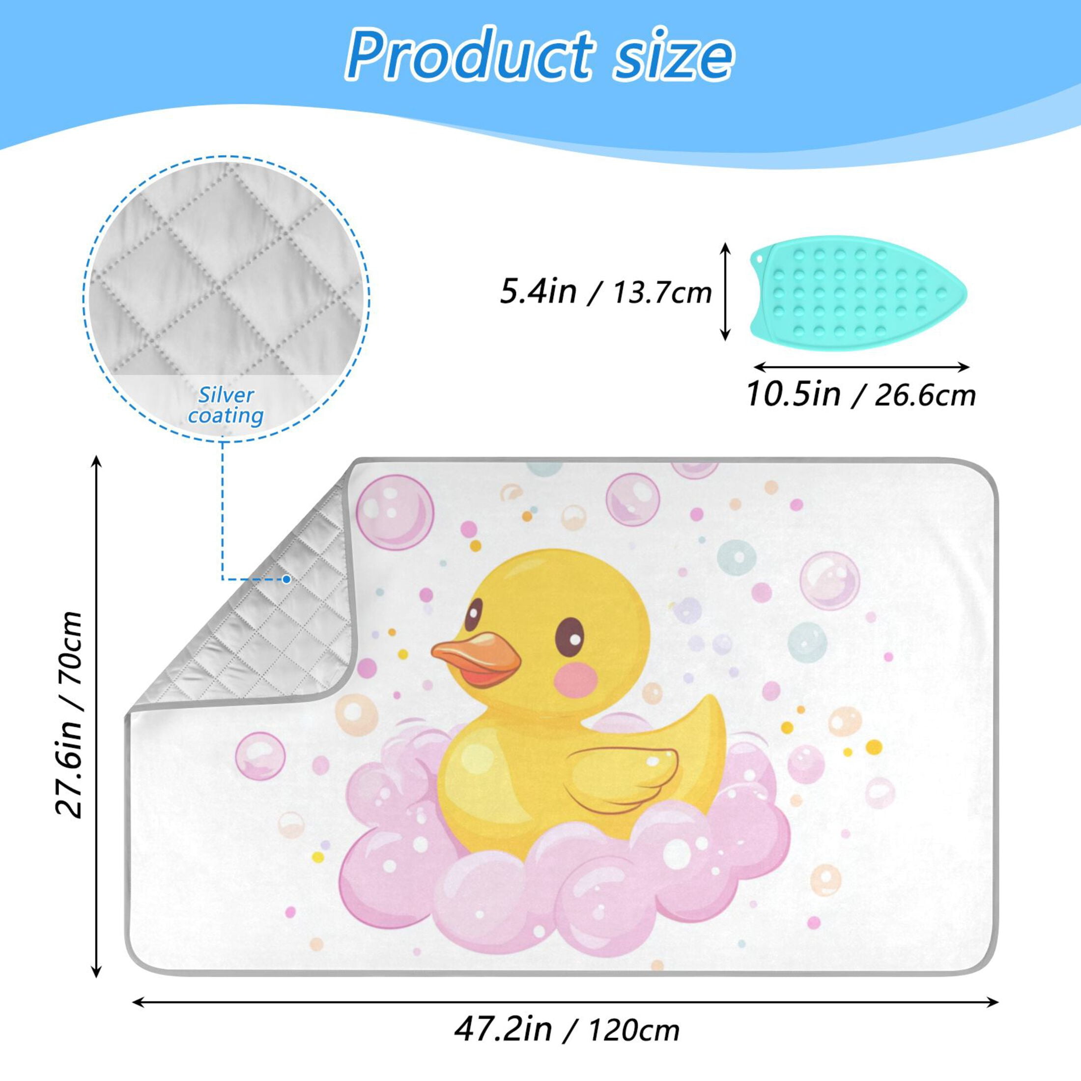 Cute Duck Dreamy Bubble Bath Ironing Mat Blanket Portable Travel Ironing Pad Heat Resistant Pad 47.2" x 27.6”
