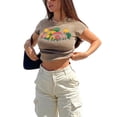 thumbnail image 1 of goowrom Women Crop Tops Cartoon Mushroom Print T-Shirt, 1 of 10